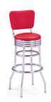 215-782RB - New Retro Dining 30" Revolving Double Ring Barstool with Grooved Ring and Back