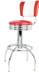 300-49NSRBMB - New Retro Dining 24" or 30" Revolving Arch Leg Barstool with Scalloped Ring and Malibu Back