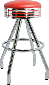 400-782 - New Retro Dining 30" Revolving Single Foot Ring Stool with Grooved Ring Seat and Pyramid Legs.