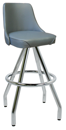 400-242WF - New Retro Dining 30" Revolving Single Foot Ring Stool with Upholstered Bucket Seat and Pyramid Legs.