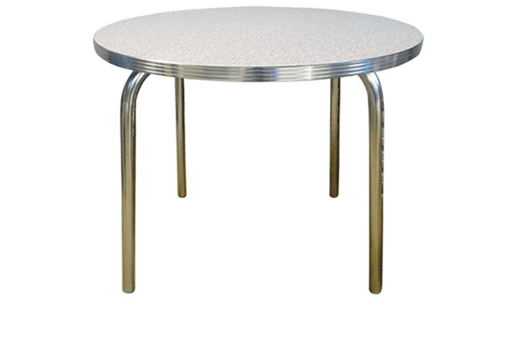 Retro Round Dining Table with Single Tube Pin Legs