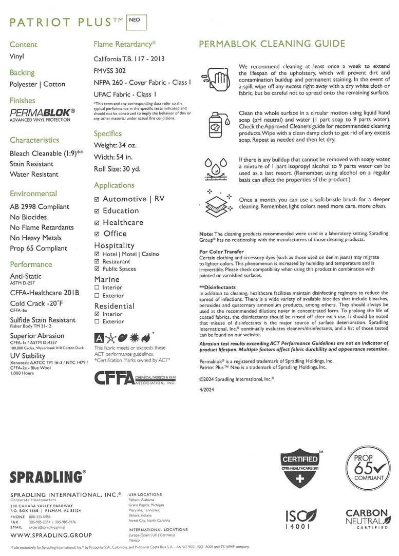 SPradling Patriot Plus Neo Sample Card