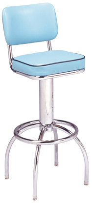 300-531SH - New Retro Dining 24" or 30" Revolving Single Foot Ring Stool with Curved Sleek Back and Arched Legs
